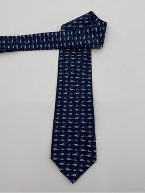 Brooks Brothers 346 Silk Tie Mens Navy Snow Seal Print 3.5”